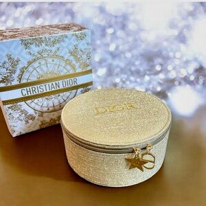Dior Limited Edition Holiday Gold Makeup Vanity Cosmetic Case w/ Mirror NWB GWP
